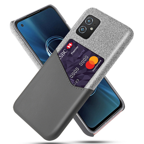 Gray — Business Card Holder Zenfone 9 Canvas Card Holder Synthetic Leather Phone Case