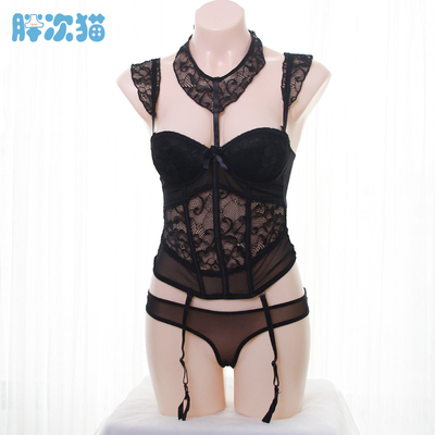 【清仓】蕾丝蛋糕裙内衣套装 蝴蝶结束身马甲 带脖环-淘宝网