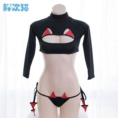 【撩汉出品】小恶魔套装 丝滑长袖套装带内裤日系少女学生睡衣-淘宝网