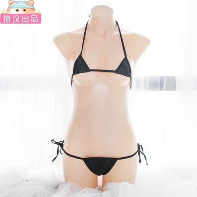 【撩汉出品】漆皮比基尼 系带低腰内衣套装，带内裤-淘宝网