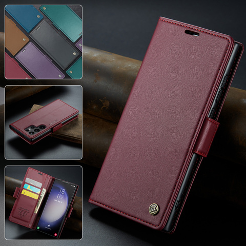 Red — Sulada Wallets Folio Flip Magnetic Synthetic Leather Card Holder Folding Stand High End Premium A54, A34, A24, A14