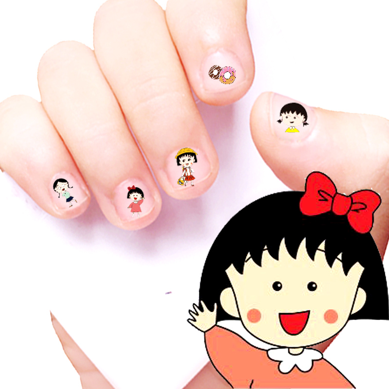 儿童指甲贴宝宝女孩防水无毒韩国公主卡通指甲贴纸七彩美甲全贴纸