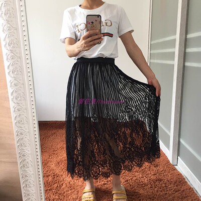 2018内搭半身裙钩花蕾丝镂空网纱透视无内衬中长款罩裙200 300斤-淘宝网