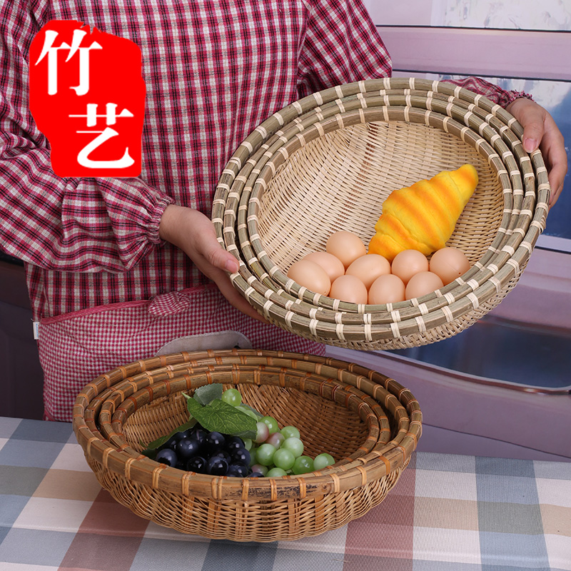 receive fine bamboo weaving baskets of dim sum basket basket CaiKuang round dustpan snacks basket basket of bamboo weaving the popurality of bamboo flat bag mail