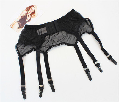 出口欧美精品大小码黑色透明网纱宽腰封吊带袜子金属扣丝袜吊袜带-淘宝网