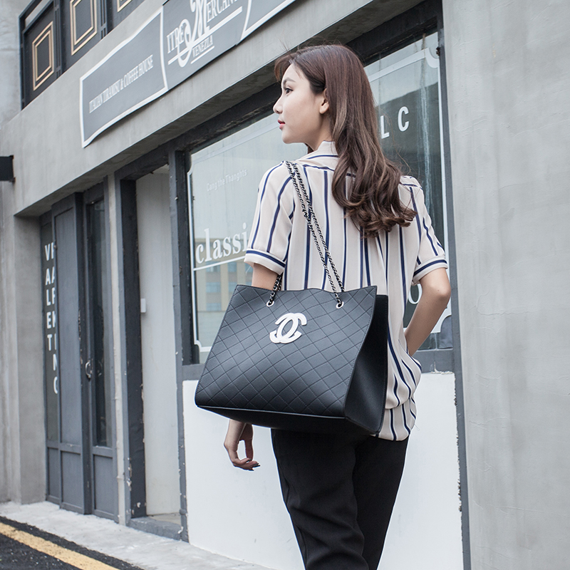 2017新款韓版時尚小香風包包菱格鏈條子母包大容量單肩斜挎大包女
