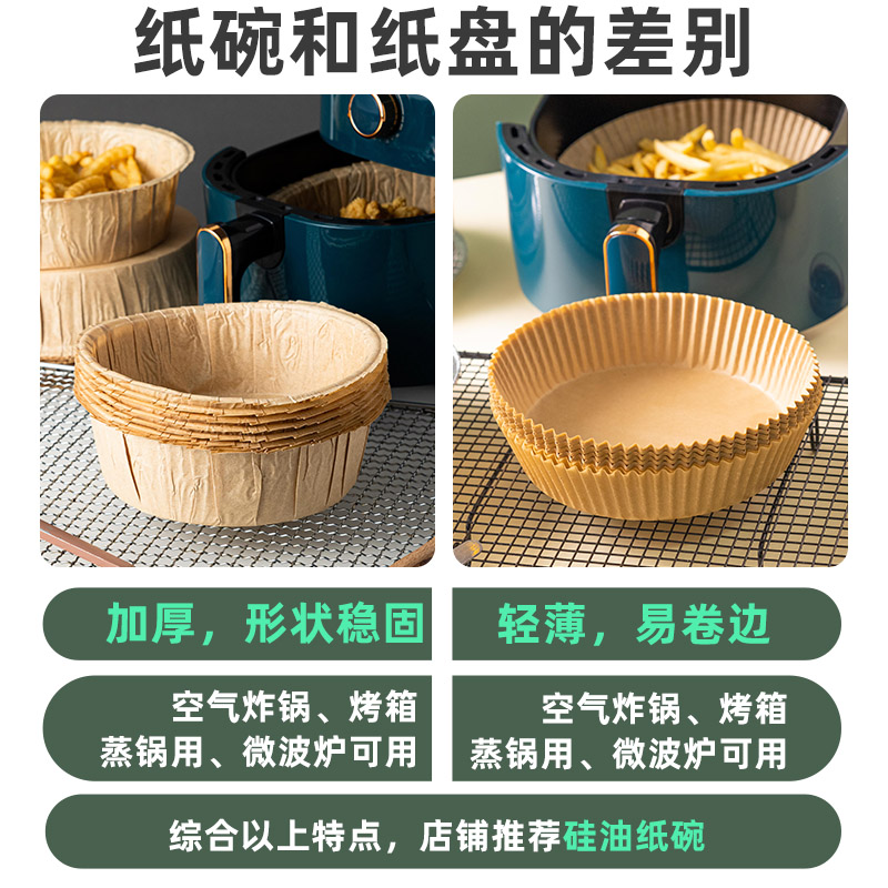 Air Fryer Special Paper Oiled Paper Bowl Oil-Absorbing Sheets Food Paper Pad Household Oil Paper Cups Large Size Baking and Barbecue