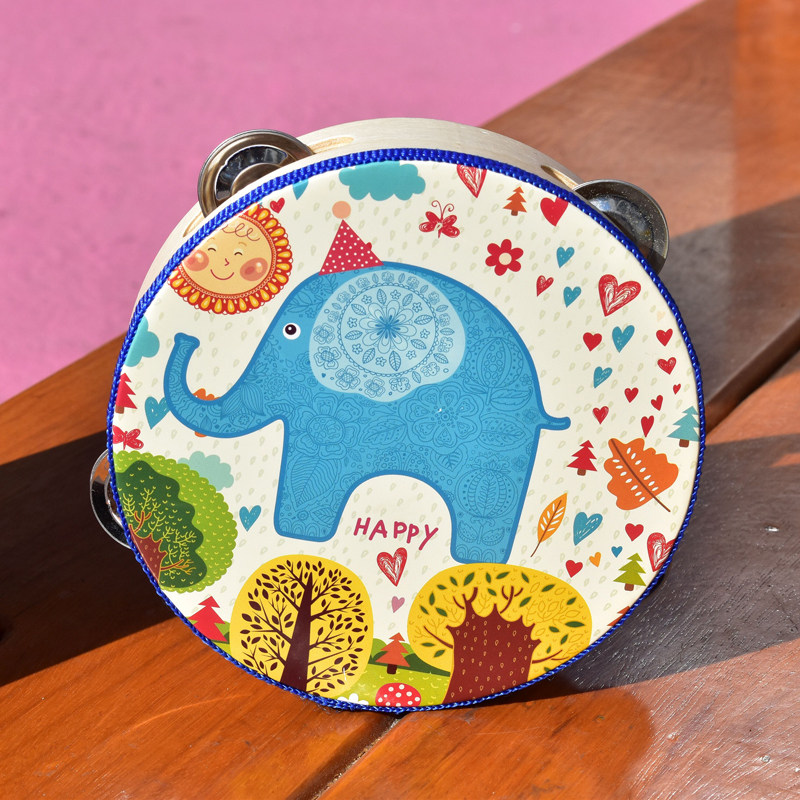 ของเล่นเด็ก 儿童奥尔夫打击乐器手摇铃鼓0-3-6岁幼儿园表演道具木质音乐玩具  