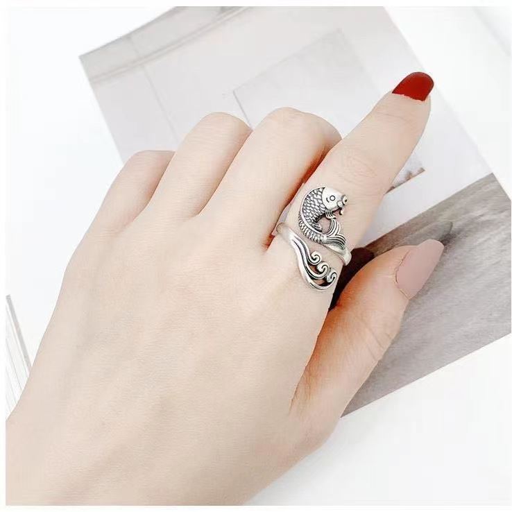 2024 New Koi Women's Classical Chinese Style Annual Fish Simple Personalized Ring Jewelry_voghion.com