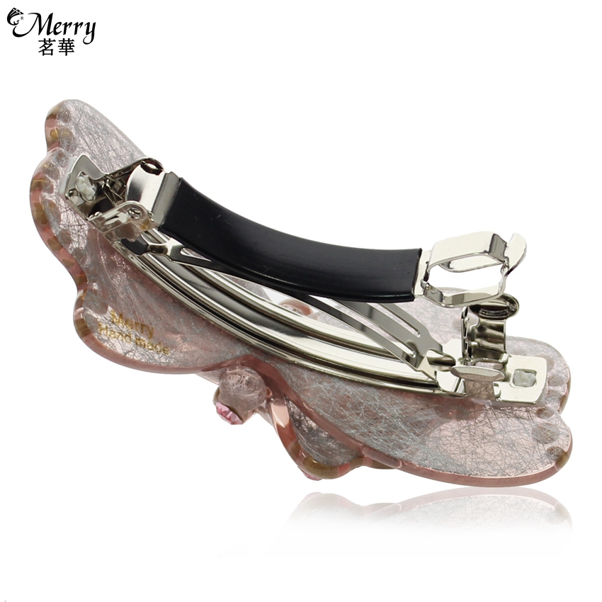 茗华正品顶夹横夹马尾夹弹簧夹韩国水钻蝴蝶结