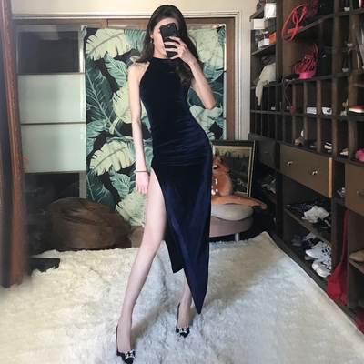 晚宴礼服女长款性感夜店晚礼服夜场18新款挂脖开叉名媛修身连衣裙-淘宝网 晚宴礼服女长款性感夜店晚礼服夜场18新款挂脖开叉名媛修身连衣裙-淘宝网