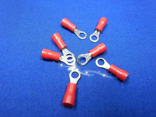 紫铜o形预绝缘接地片 o型绝缘接线端子环形环型铜鼻子rv1.25-6s