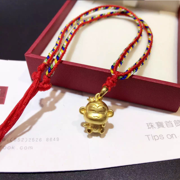 999足金小猴子黄金吊坠项链十二生肖猴3d硬金金猴宝宝旺运礼物