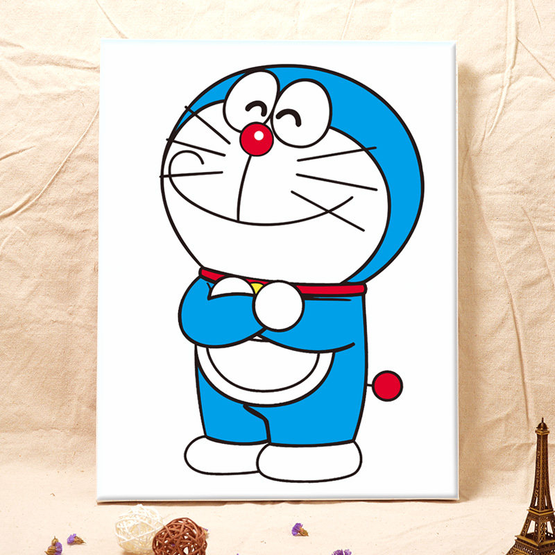 自油自画 diy数字油画客厅卧室大幅卡通手绘填色装饰画 小黄人