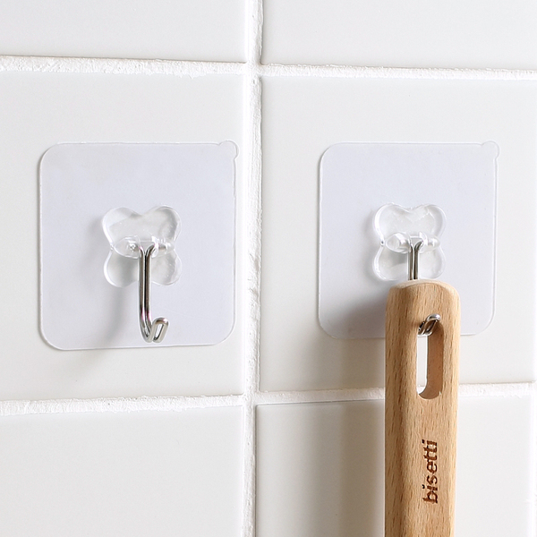 懒角落 强力无痕粘胶挂钩透明隐形粘钩免钉贴墙挂钩门后厨房65290