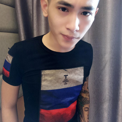 社会精神小伙短袖快手红人猴哥刘叉叉高迪旭某人同款t恤男修身潮