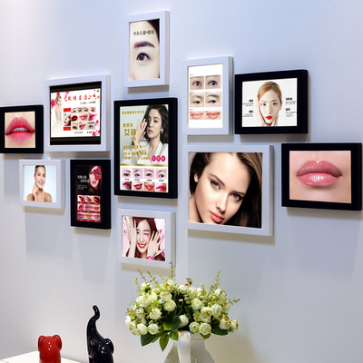 韩式照片墙半永久定妆眉眼唇纹绣相片墙微整形美容院装饰挂墙相框