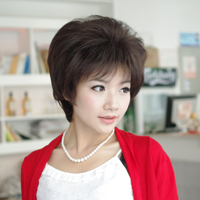 佰美坊假发 女 中老年假发妈妈头 端庄蓬松短直发 新品包邮