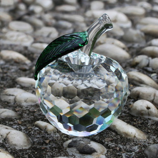 6厘米白色水晶苹果平安果水晶刻面苹果礼物,平安夜送家人礼物.