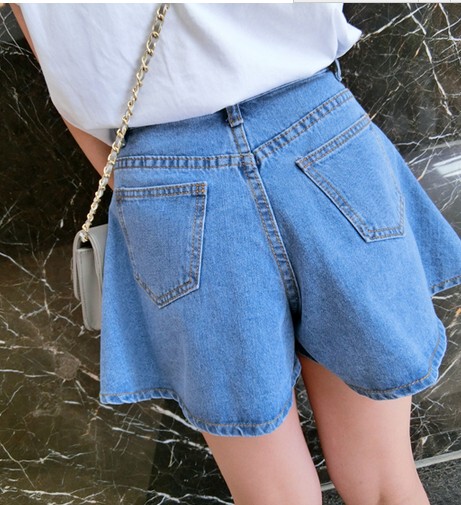 春夏新款韩版女装时尚复古宽松高腰阔腿半身裙裤牛仔短裤裙学生潮