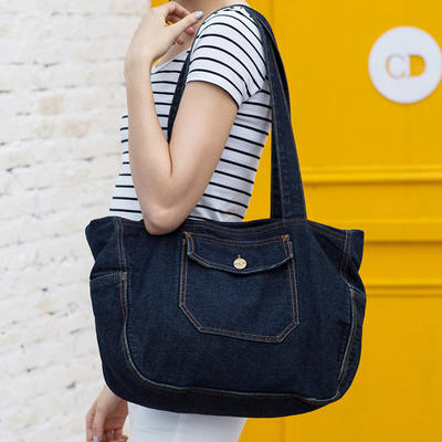 牛仔包包女单肩帆布韩版简约2016新款斜挎大包男手袋复古个性夏天