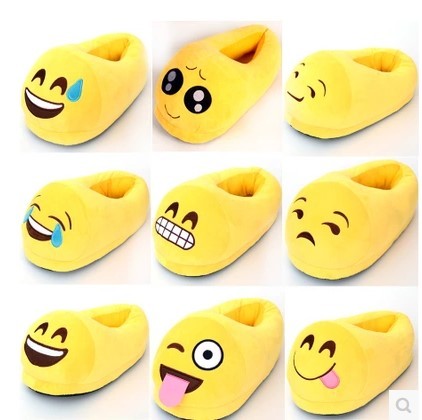 滑稽表情拖鞋棉拖鞋qq表情拖鞋emoji卡通毛绒拖鞋秋冬保暖全拖