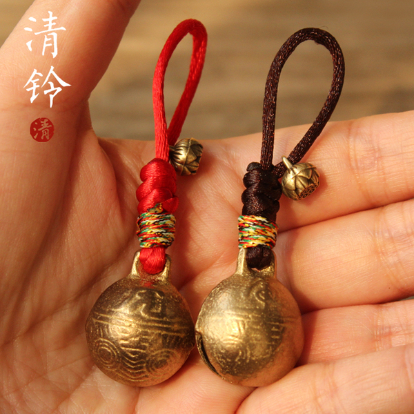 清铃钥匙扣.辟邪黄铜虎头铃钥匙扣复古民族风礼物