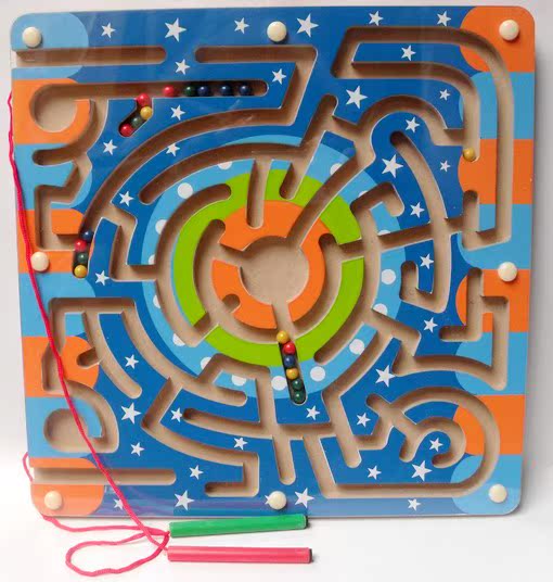 木制玩具磁性环形迷宫 运笔迷宫亲子互动 益智动手轨道玩具