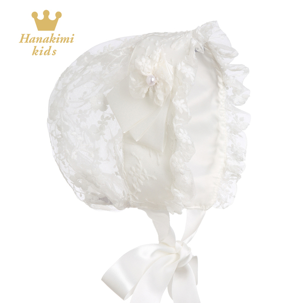 英国hanakimi儿童帽白色女童公主帽子新款潮童婴儿宝宝蕾丝遮阳帽