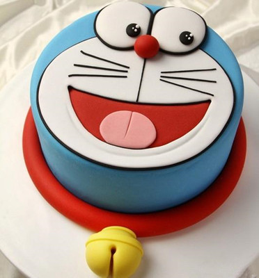叮当猫 宝宝儿童卡通翻糖创意生日蛋糕 艺术烘焙定制 深圳配送