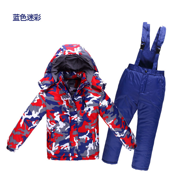 儿童滑雪服套装 男女童防风防水加厚保暖 户外棉衣棉裤滑雪衫