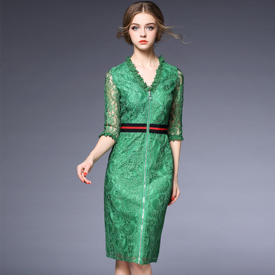 台湾梦田非凡伊人天兰官方旗舰店2016夏季新款五加女装连衣裙v领