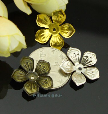 静夜琉璃diy手工饰品配件材料头饰材料金属片花片22mm花瓣20个