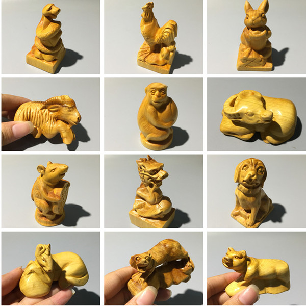 太行崖柏木雕十二生肖把件鼠牛虎兔龙马羊猴鸡狗猪木质摆件包邮