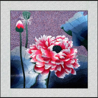 苏绣电脑刺绣 蜀绣现代装饰画高 档送礼佳品 特色丝线仿手工红荷