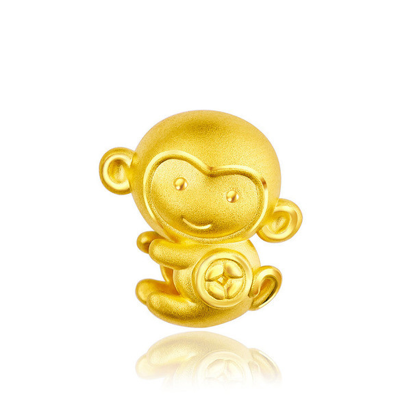 黄金3d硬金十二生肖猴转运珠猴有钱路路通手链项链吊坠 易鑫珠宝