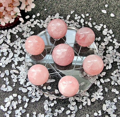 月老牵线天然粉水晶球 粉晶七星阵摆件 招财旺运招桃花促姻缘超灵