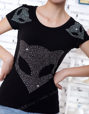 服装辅料羊绒衫毛衣烫钻图案水钻烫钻烫图成品烫钻图 狐狸头