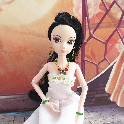 玩具娃娃配饰芭比 心怡 可儿娃娃首饰品古装配饰翡翠玉环项链耳环