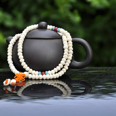 寺院结缘开光 天然黑小如意108颗菩提子 天然白小如意108颗菩提子