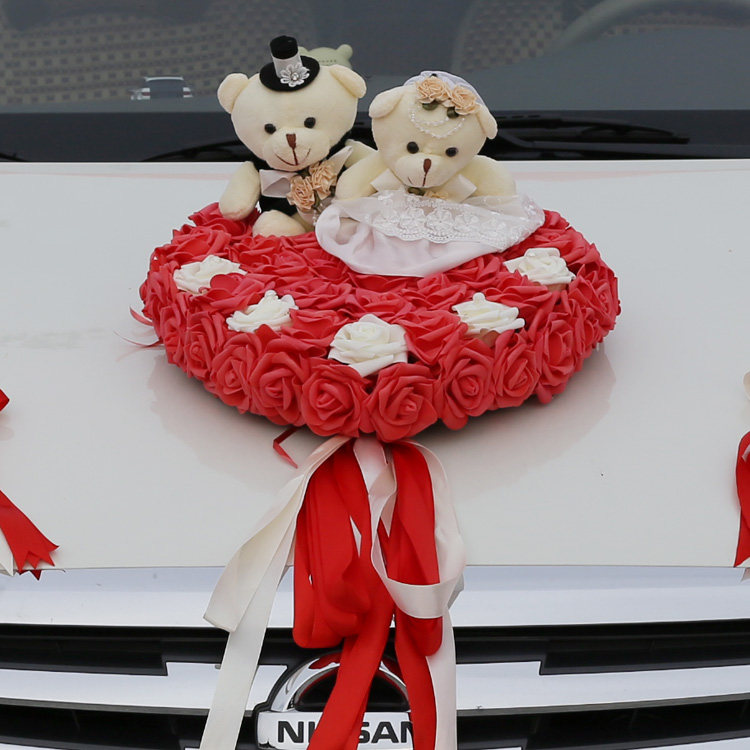 喜来乐 花车装饰 主婚车pe玫瑰花心形花盘 个性创意款兄弟车布置