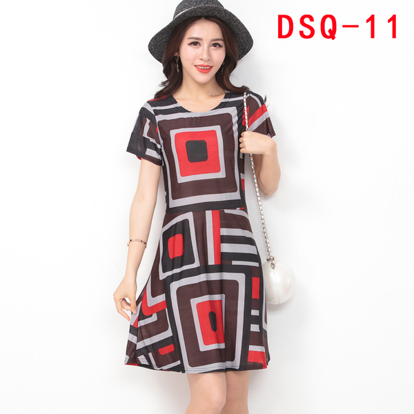 阿里巴巴批发网女装夏季大码冰丝中长款碎花裙A字裙炫民风连衣裙