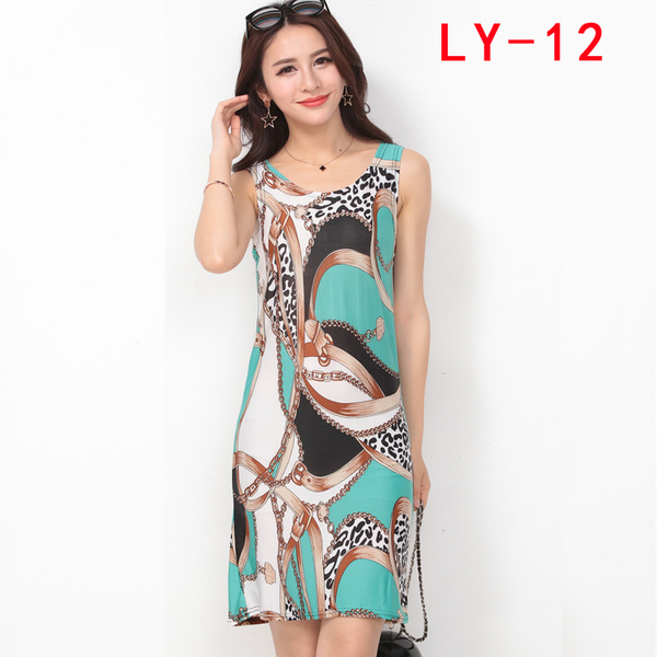 批发女装连衣裙中长款韩国宽松胖MM碎花裙民族风冰丝无袖背心裙夏