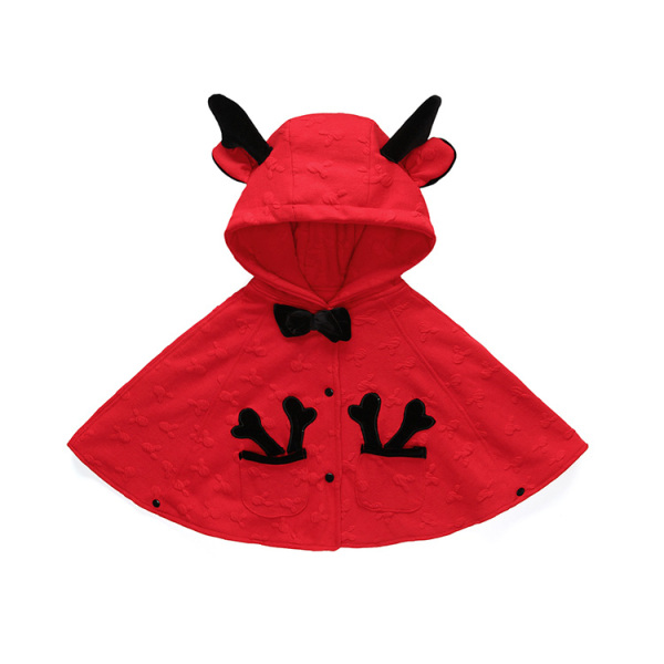 婴儿披风斗篷春秋款双层纯棉卡通连帽儿童外出服女宝宝公主披肩