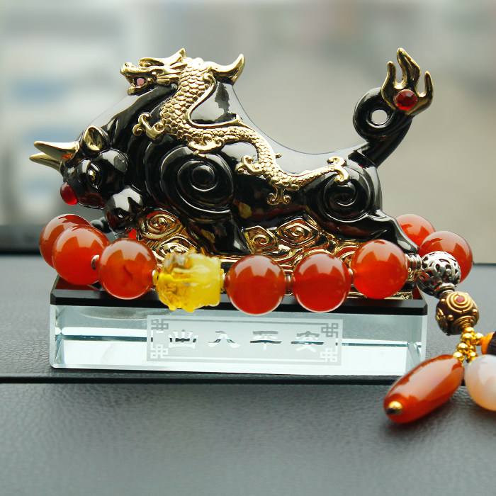 平安福牛开运龙牛合金水晶底金龙福气汽车出入平安香水摆件
