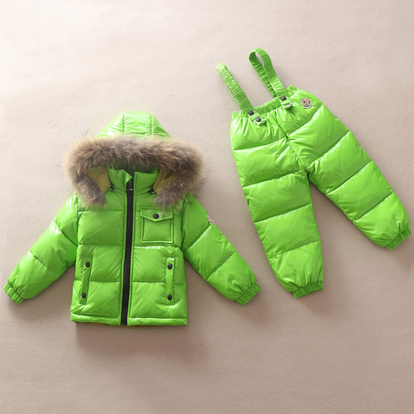 Новых осенью и зимой детские комбинезоны костюм костюм куртки мальчиков и девочек енот меховой воротник лыжные костюмы