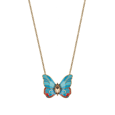 fellala翡拉拉 水晶蝴蝶项链锁骨链女