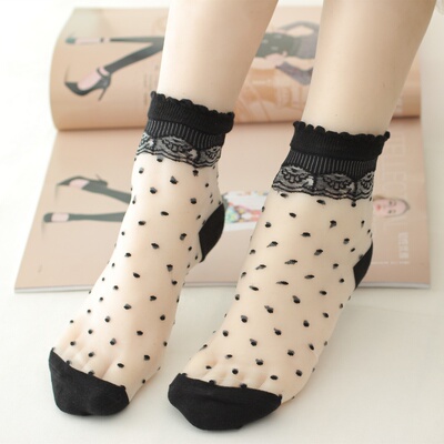 外贸原单水晶袜可爱少女夏季超薄玻璃丝袜女士短袜子堆堆袜中筒袜