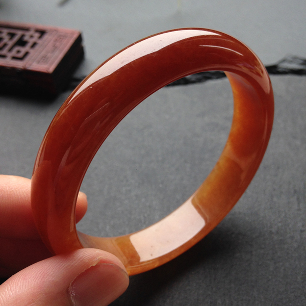 翔发天然红翡翠手镯糯种老坑缅甸a货黄feicui玉镯圈口58mm鉴定书