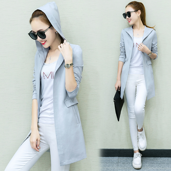 2016秋冬开衫薄披风上衣韩版休闲百搭修身长袖风衣中长款女装外套